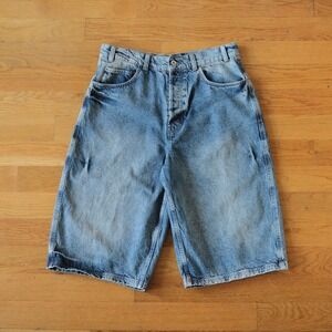 Collusion Denim Jorts Mens Blue Baggy Skater Longline W34 Relaxed Wide Leg Y2K